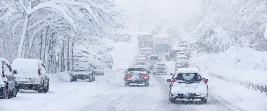 traffic of cars in snow